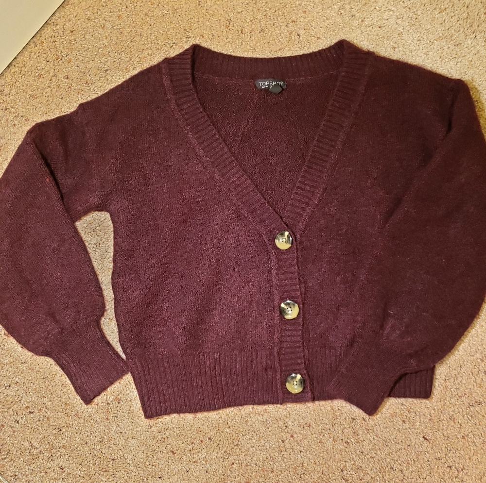 Topshop Bubble Sleeve Cardigan